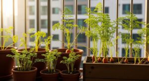 cenouras plantadas na varanda
